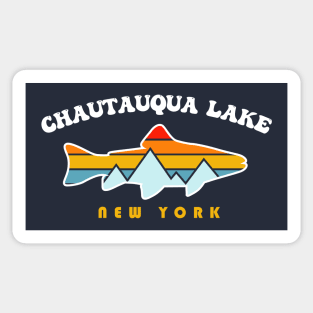 Chautauqua Lake New York NY Retro Sunet Fishing Sticker